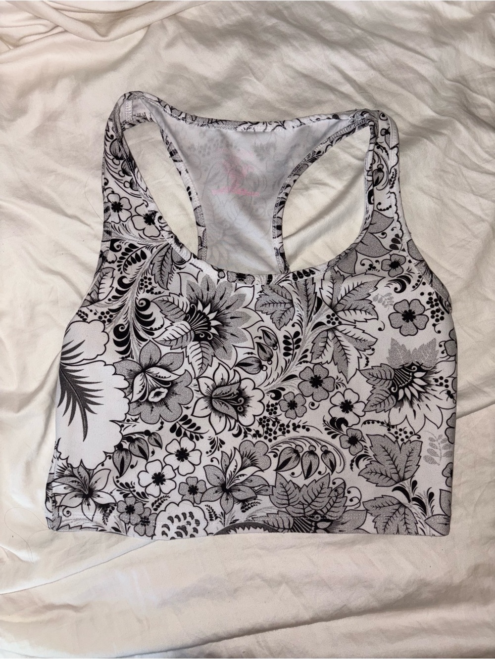 Evolution and Creation Black & White Floral Racerback Sports Top